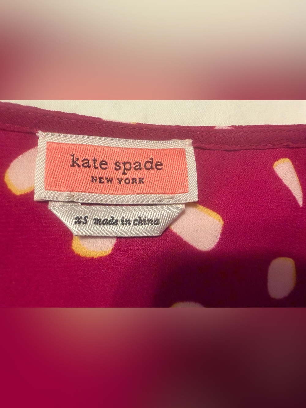 kate Spade Magenta Polka Dot V-Neck Blouse - Picture 5 of 6